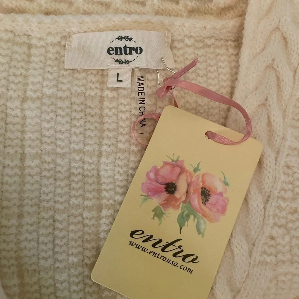 NWT Entro Structured Button Front Cardigan w/Gold Buttons. Classic! Size L - Picture 10 of 11